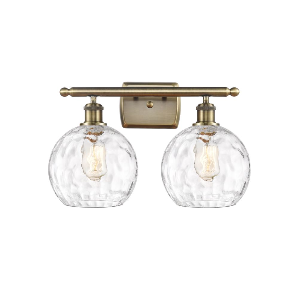 Innovations 516-2W-AB-G1215-8 Athens Water Glass 2 Light 16 inch Bath Vanity Light in Antique Brass