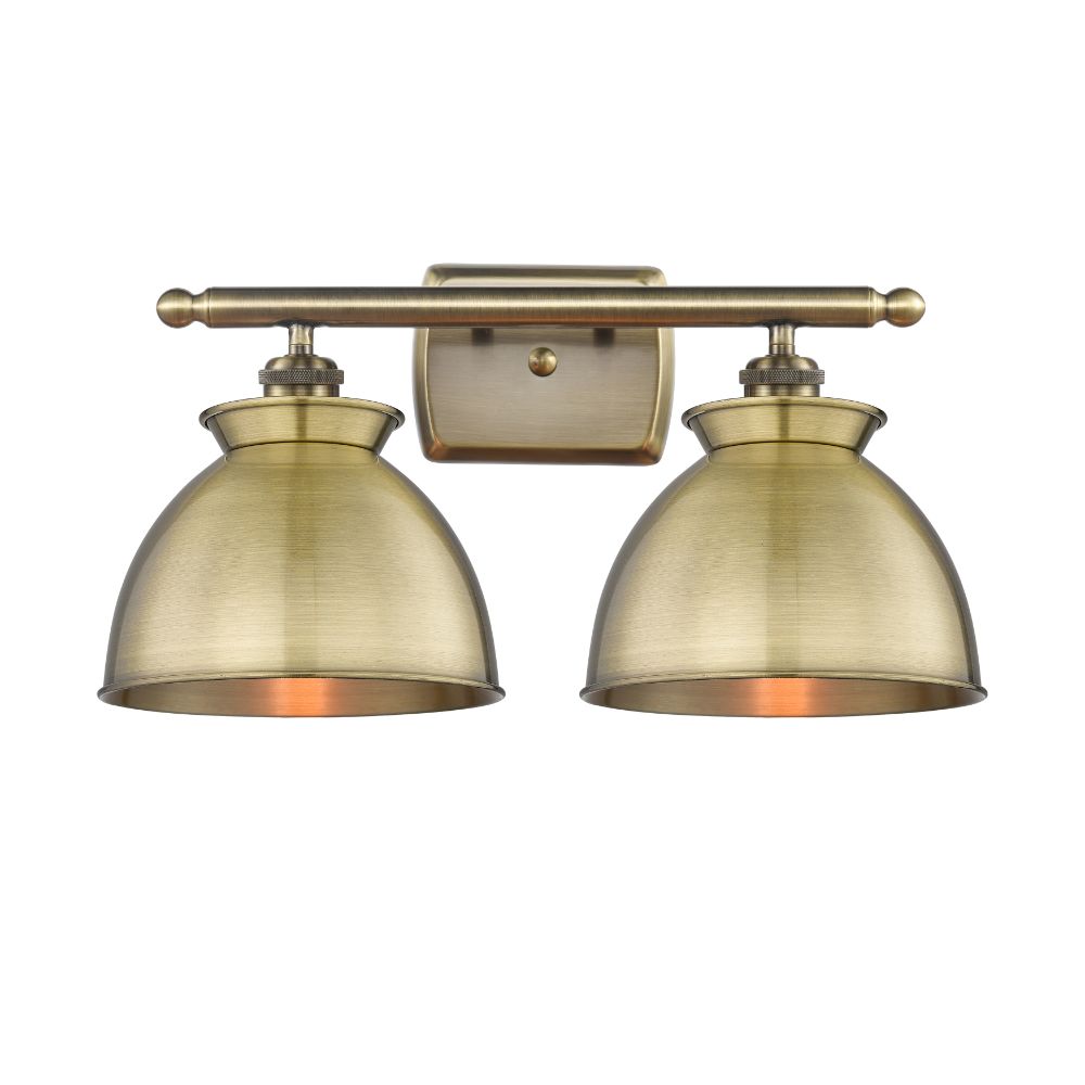 Innovations 516-2W-AB-M14-AB Adirondack - 2 Light 18" Bath Vanity Light - Antique Brass Finish - Antique Brass Shade
