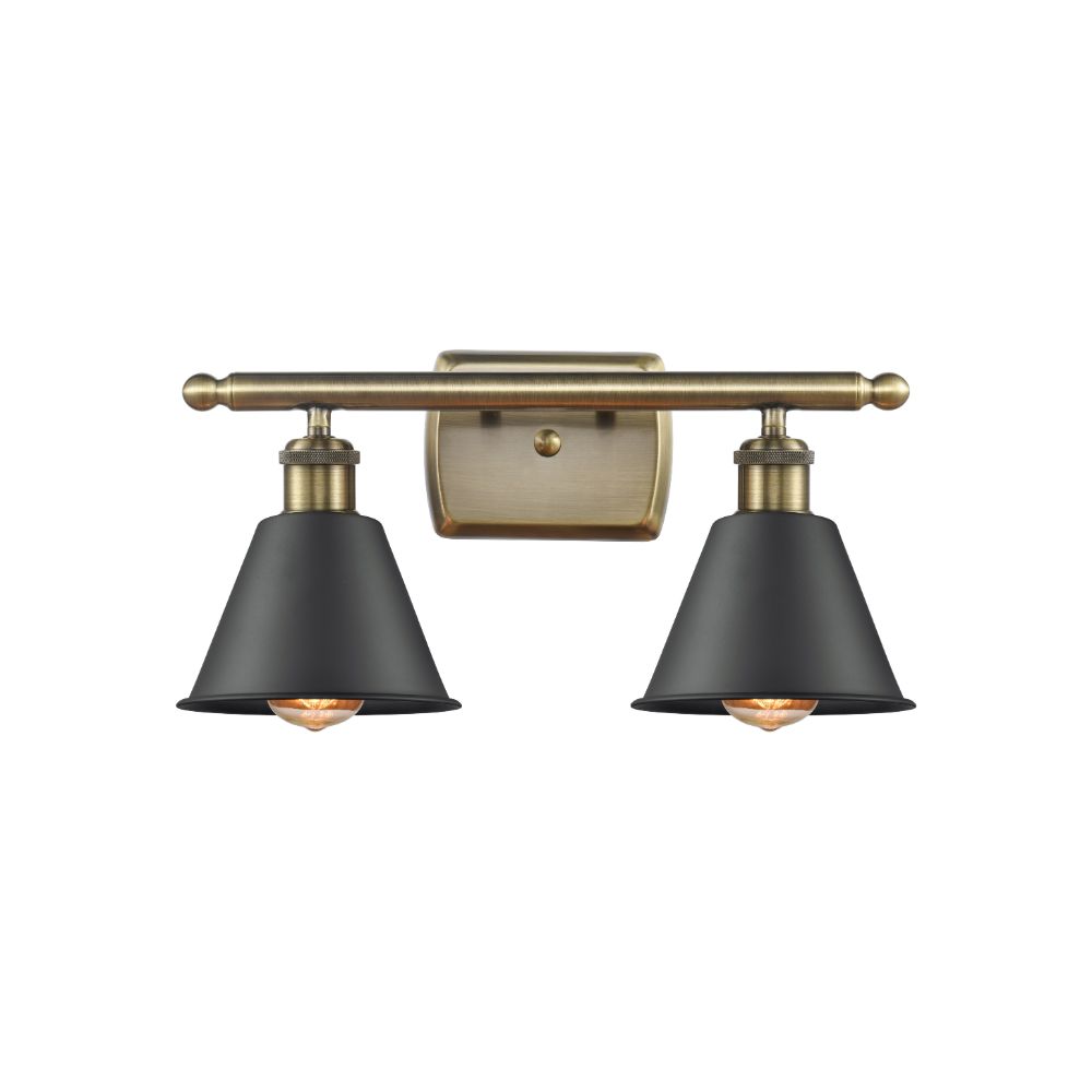 Innovations 516-2W-AB-M8-BK-LED Smithfield 2 Light Bath Vanity Light part of the Ballston Collection in Antique Brass