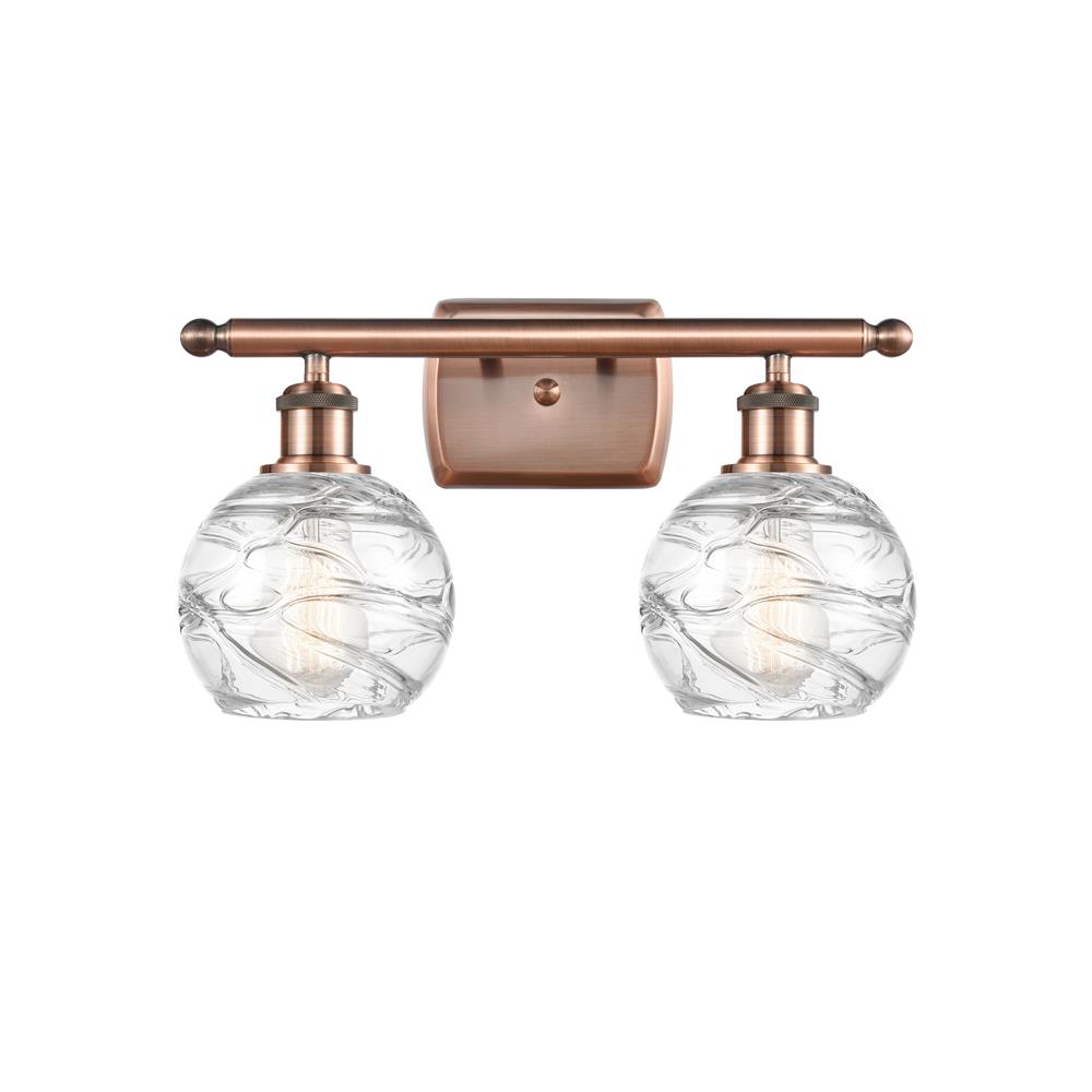 Innovations 516-2W-AC-G1213-6-LED Antique Copper Small Deco Swirl 2 Light Bath Vanity Light