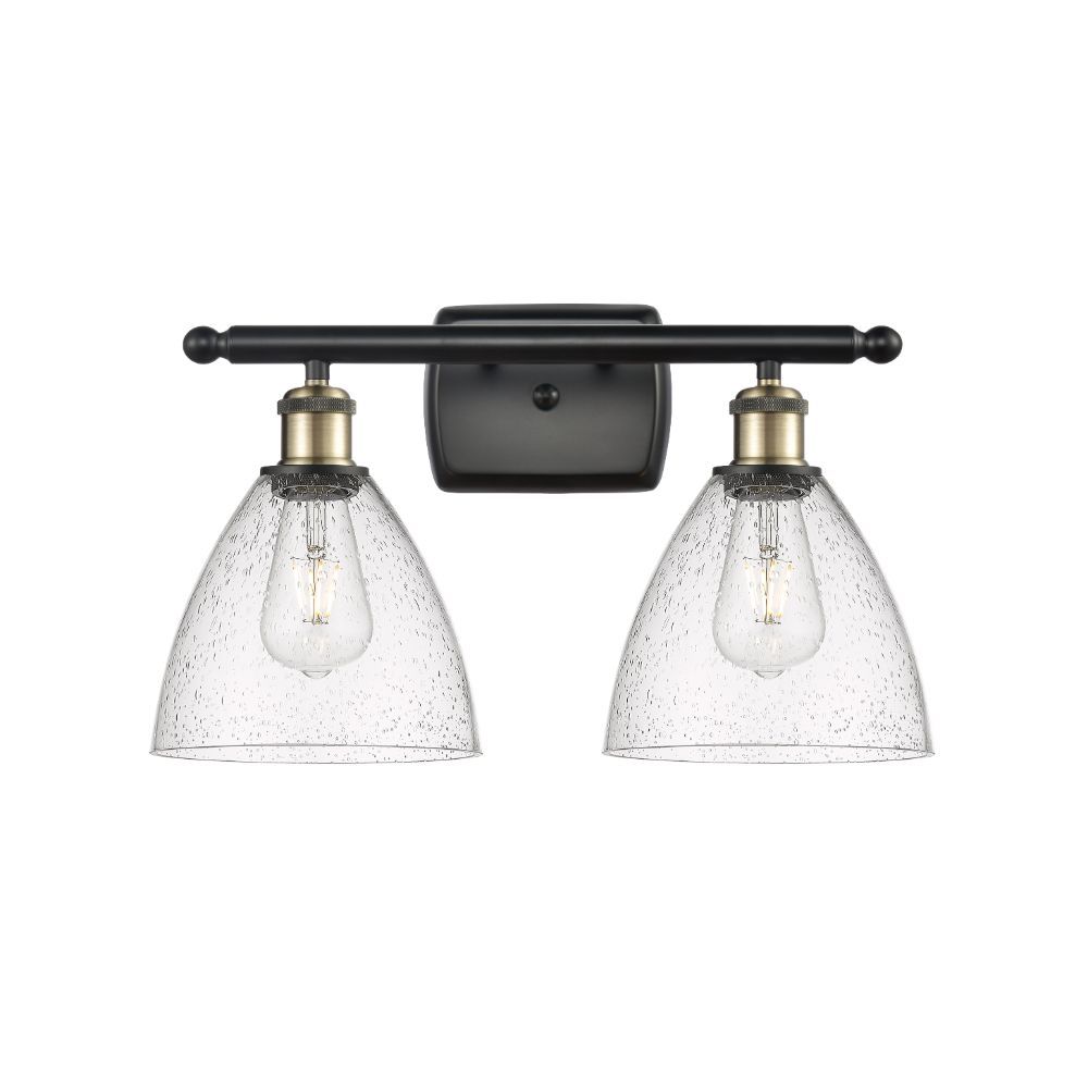 Innovations 516-2W-BAB-GBD-754-LED Ballston Dome 2 Light 18 inch Bath Vanity Light in Black Antique Brass