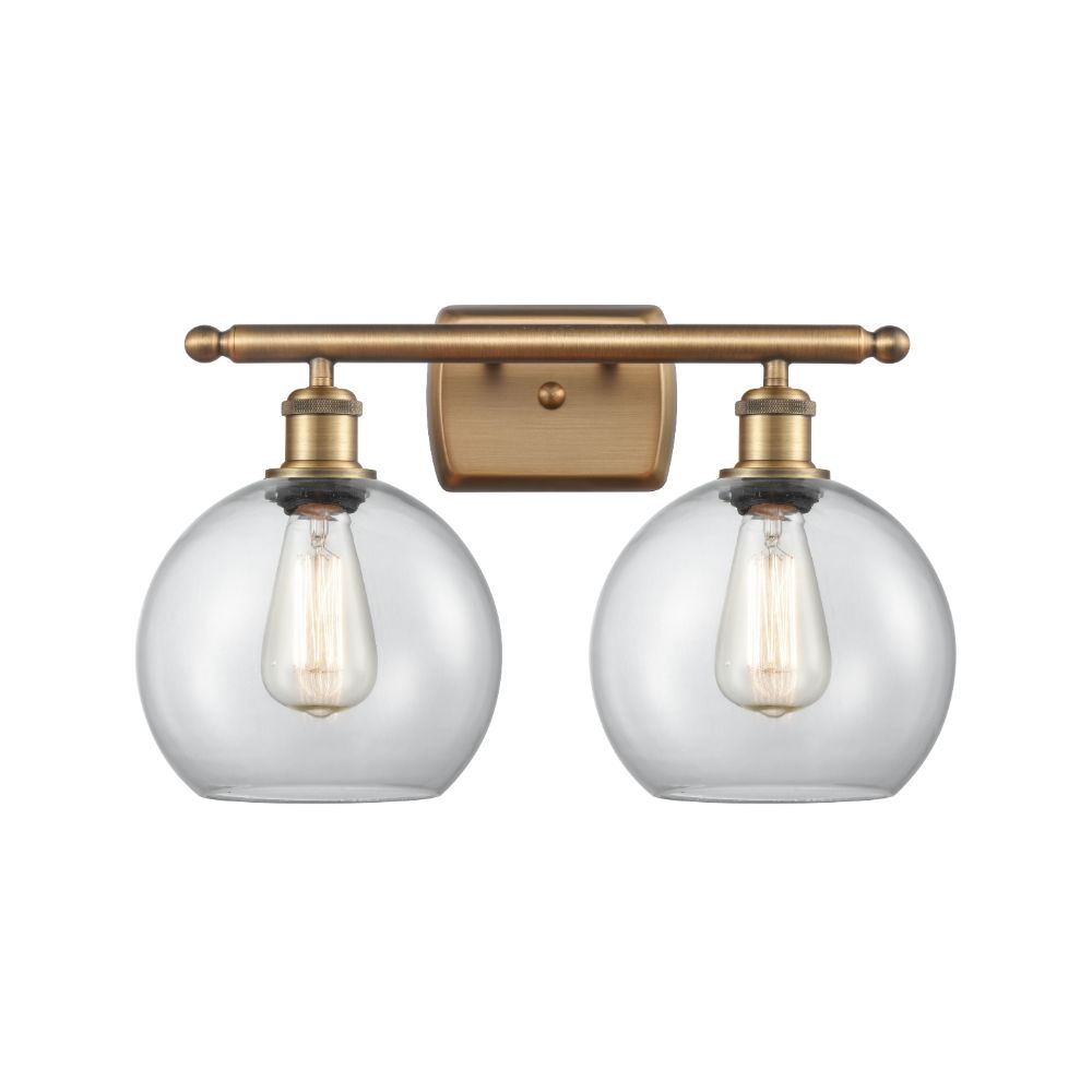 Innovations 516-2W-BB-G122-8 Athens Bath Vanity Light in Brushed Brass