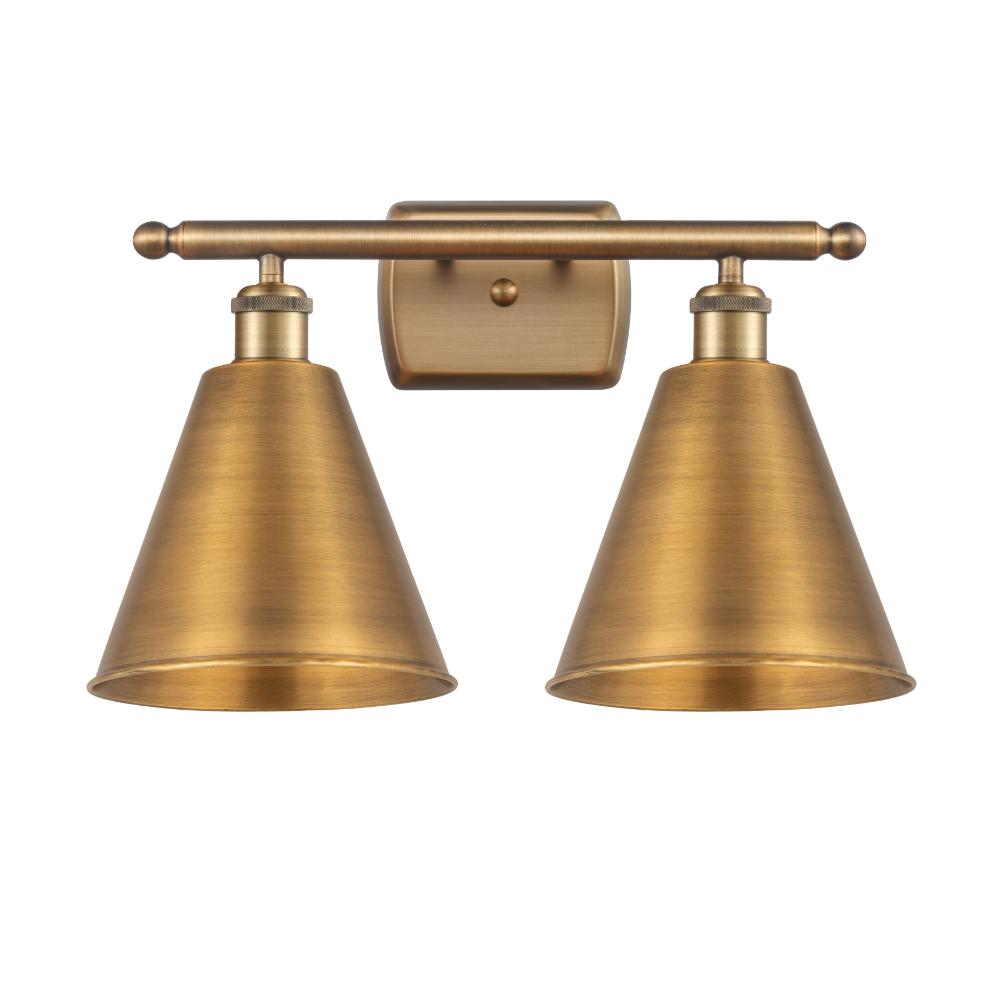 Innovations 516-2W-BB-MBC-8-BB Ballston Cone Bath Vanity Light in Brushed Brass with Brushed Brass Ballston Cone Cone Metal Shade