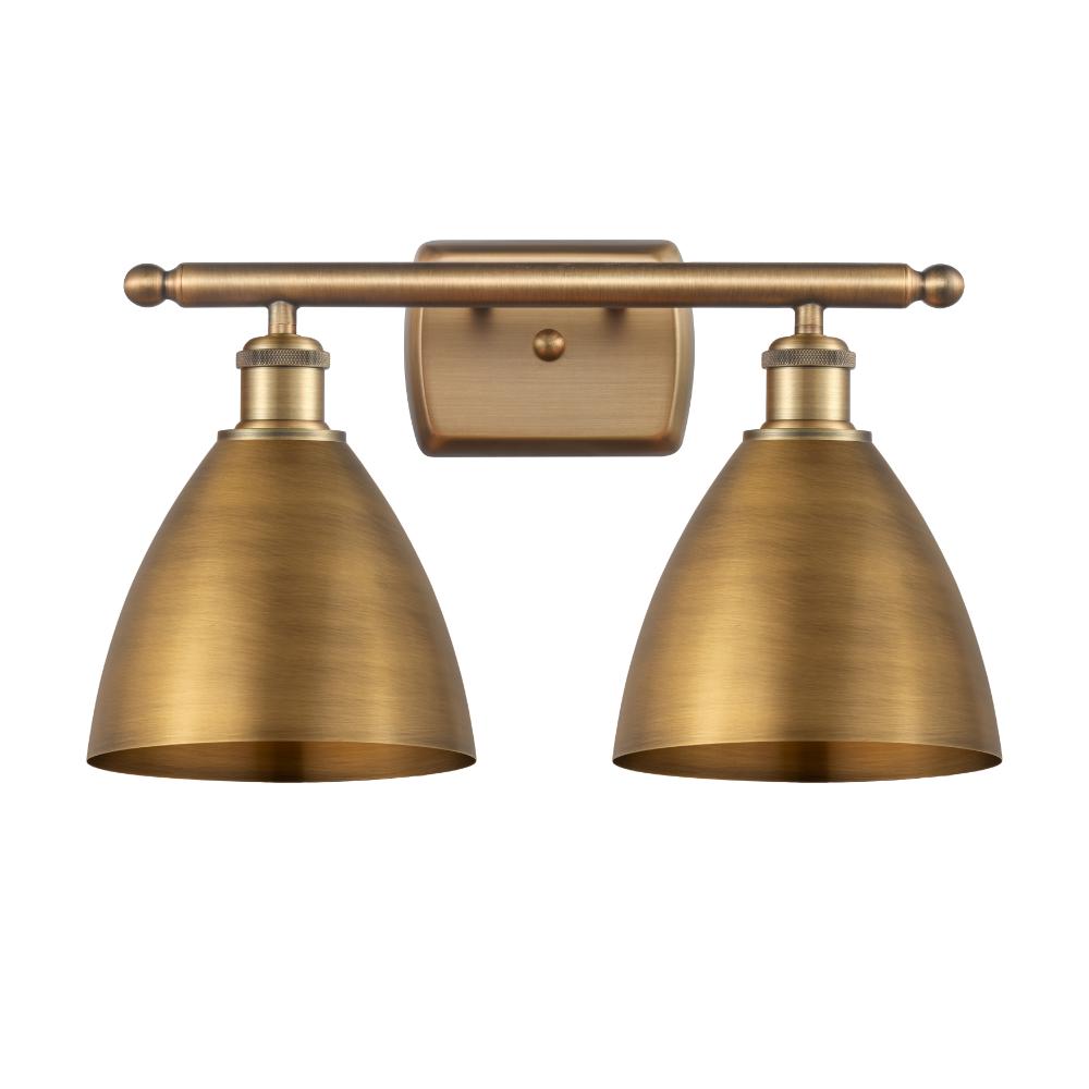 Innovations 516-2W-BB-MBD-75-BB Ballston Dome Bath Vanity Light in Brushed Brass with Brushed Brass Ballston Dome Cone Metal Shade