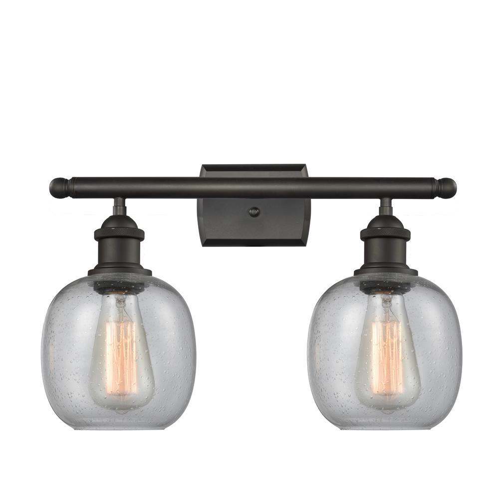 Innovations 516-2W-OB-G104-LED 2 Light Vintage Dimmable LED Belfast 16 inch Bathroom Fixture in Oil Rubbed Bronze