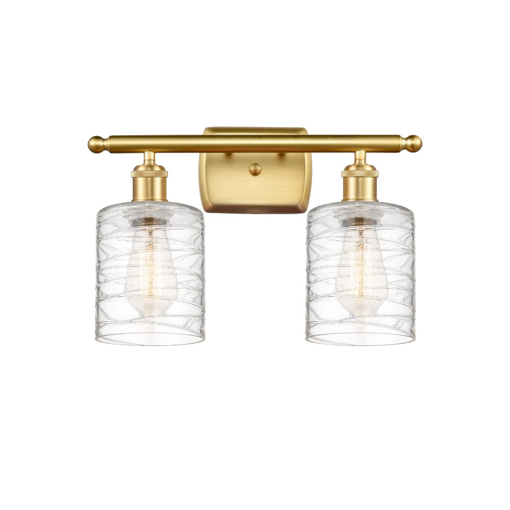 Innovations 516-2W-SG-G1113 Cobbleskill 2 Light Bath Vanity Light part of the Ballston Collection in Satin Gold