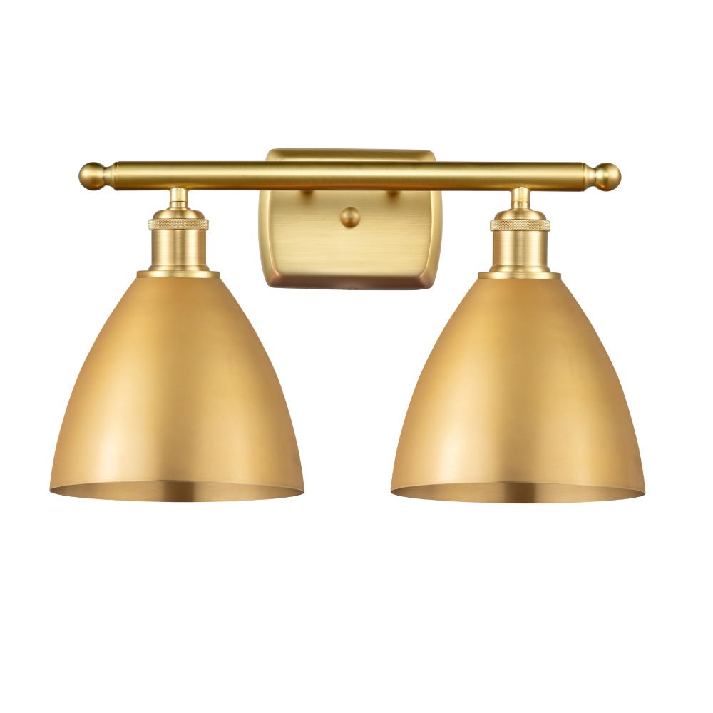 Innovations 516-2W-SG-MBD-75-SG Ballston Dome Bath Vanity Light in Satin Gold with Satin Gold Ballston Dome Cone Metal Shade