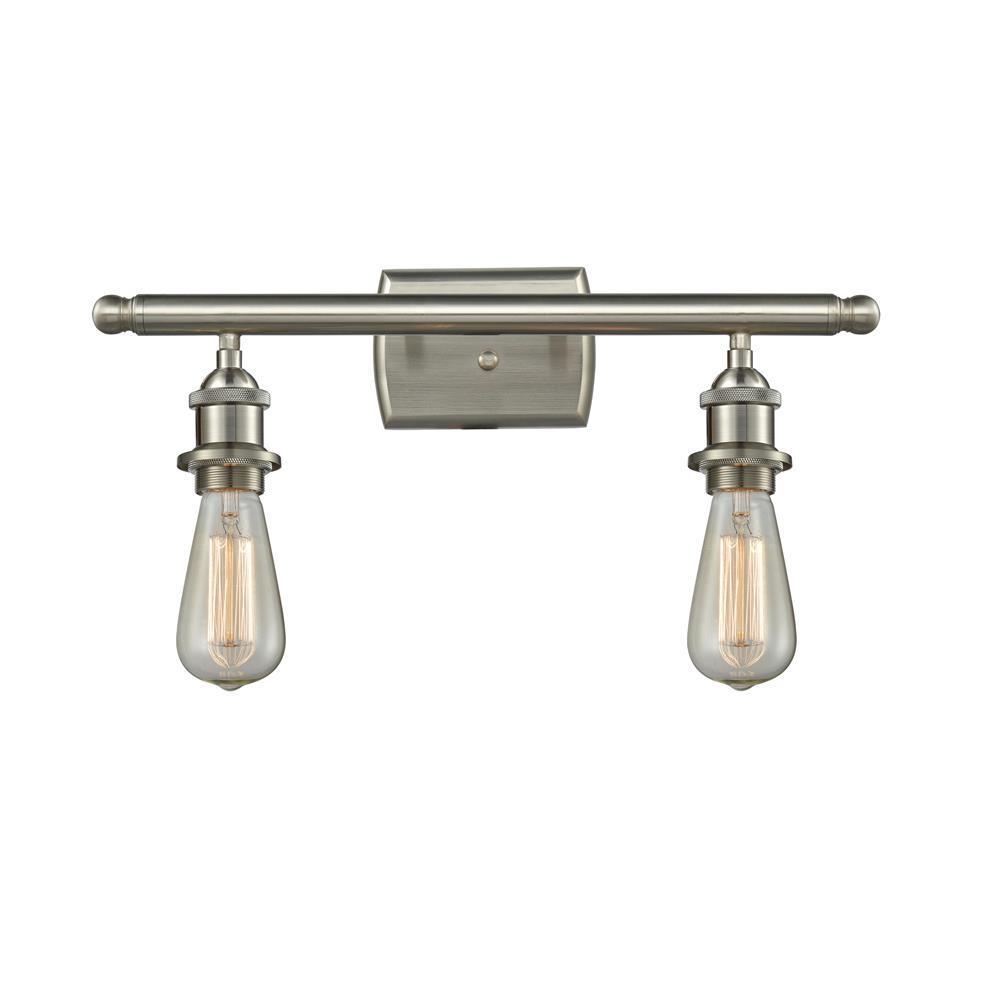 Innovations 516-2W-SN-LED 2 Light Vintage Dimmable LED Bare Bulb 16 inch Bathroom Fixture in Brushed Satin Nickel
