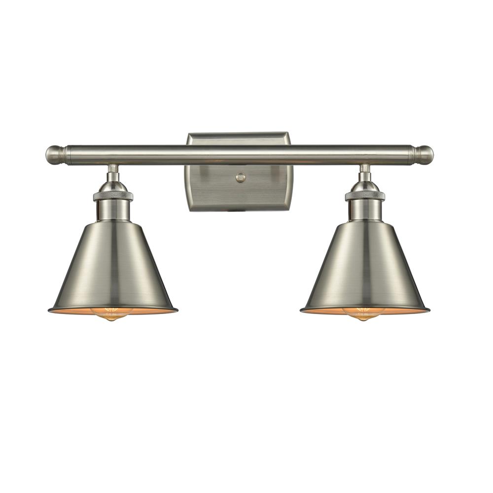 Innovations 516-2W-SN-M8-LED 2 Light Vintage Dimmable LED Smithfield 16 inch Bathroom Fixture in Brushed Satin Nickel