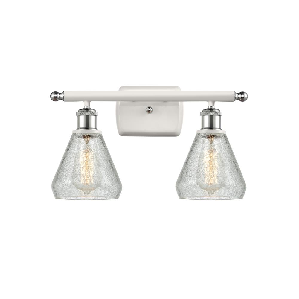 Innovations 516-2W-WPC-G275 White and Polished Chrome Conesus 2 Light Bath Vanity Light