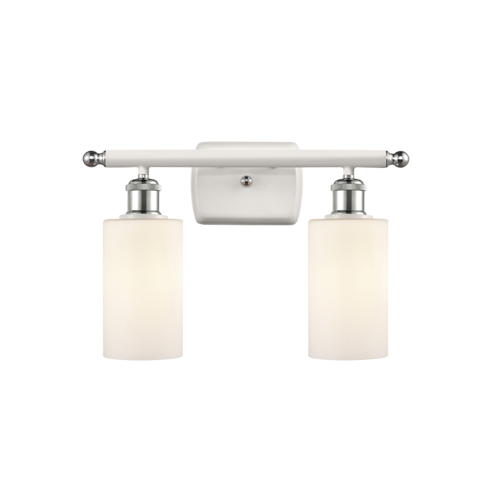 Innovations 516-2W-WPC-G801 Clymer 2 Light Bath Vanity Light in White and Polished Chrome