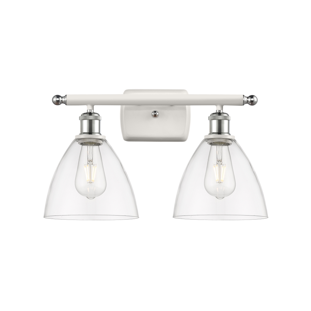 Innovations 516-2W-WPC-GBD-752 Ballston Dome 2 Light 18 inch Bath Vanity Light in White and Polished Chrome