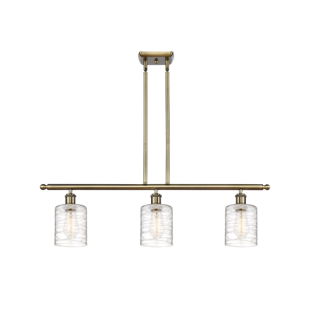 Innovations 516-3I-AB-G1113 Cobbleskill 3 Light Island Light part of the Ballston Collection in Antique Brass