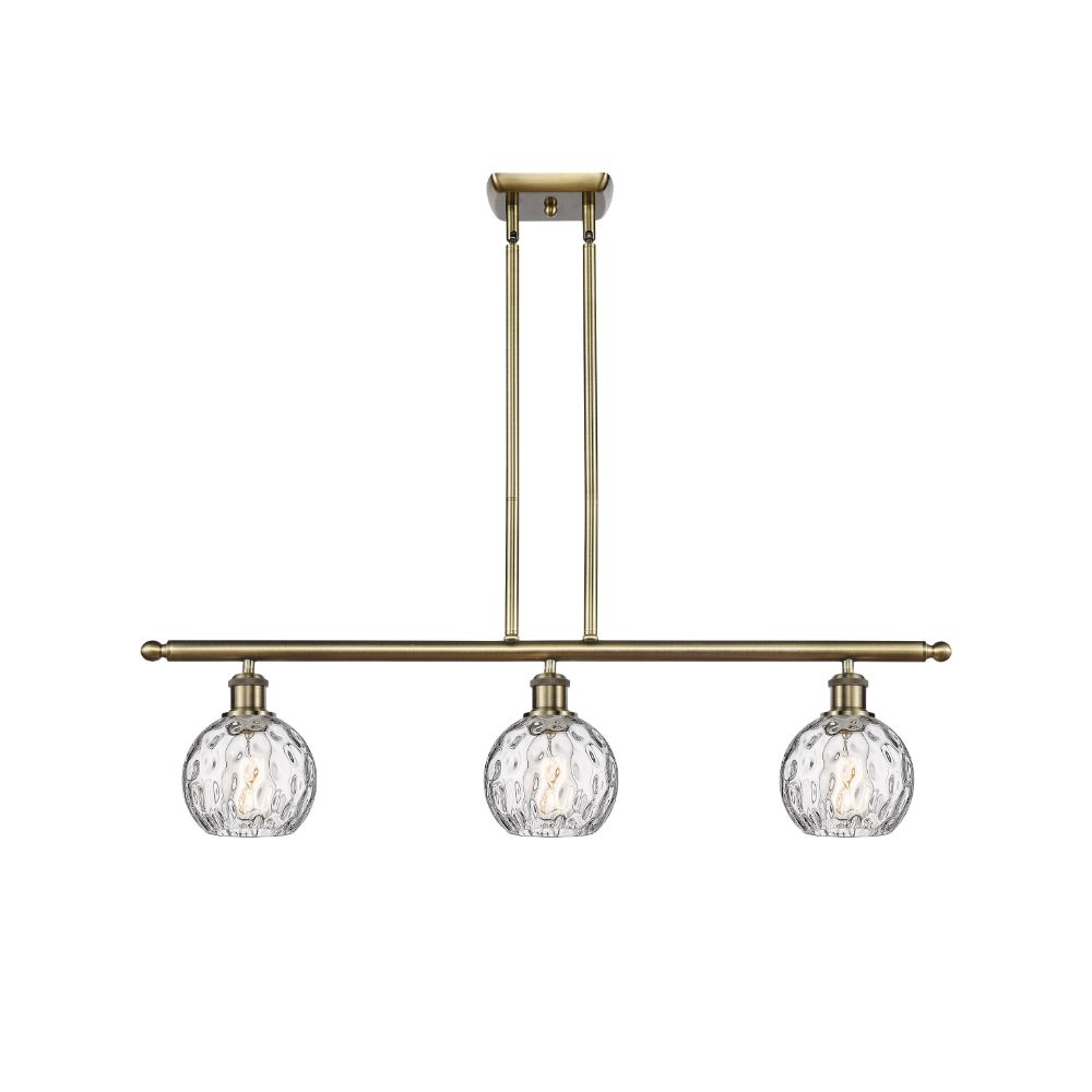Innovations 516-3I-AB-G1215-6 Athens Water Glass 3 Light 36 inch Island Light in Antique Brass