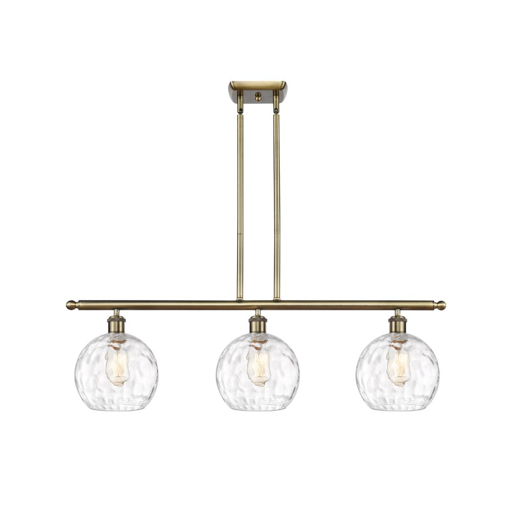 Innovations 516-3I-AB-G1215-8 Athens Water Glass 3 Light 36 inch Island Light in Antique Brass