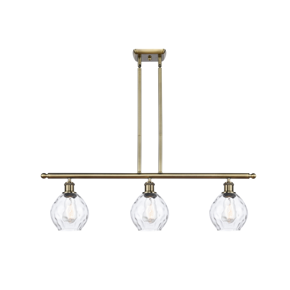 Innovations 516-3I-AB-G362-LED Small Waverly 3 Light Island Light part of the Ballston Collection in Antique Brass