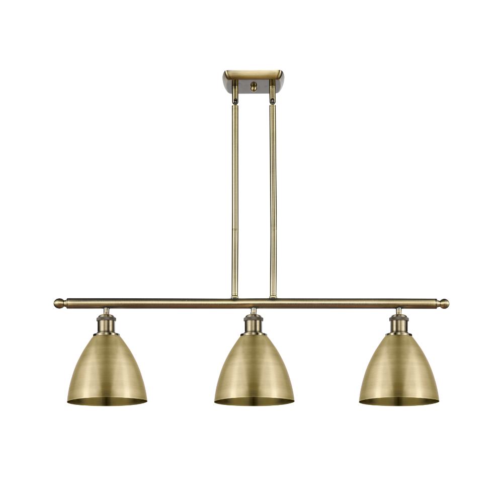 Innovations 516-3I-AB-MBD-75-AB Ballston Dome Island Light in Antique Brass with Antique Brass Ballston Dome Cone Metal Shade