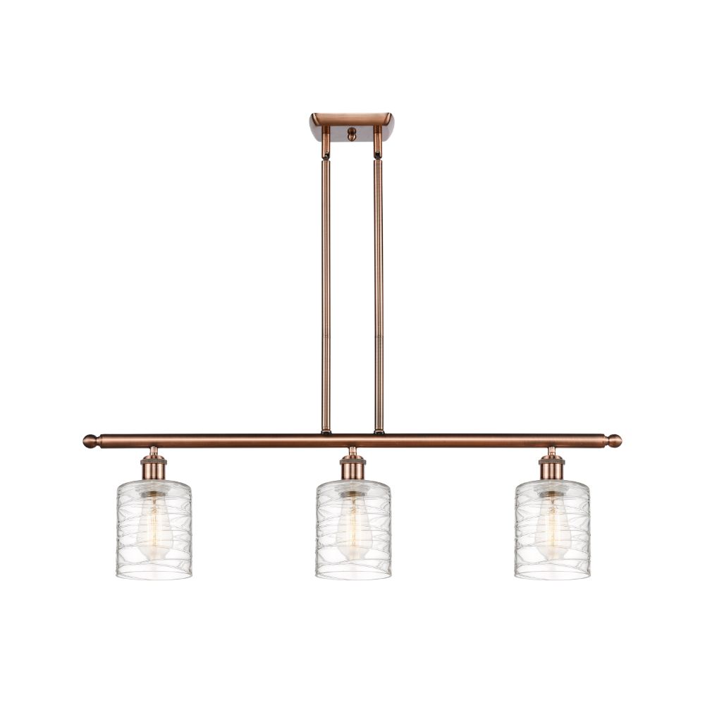 Innovations 516-3I-AC-G1113 Cobbleskill 3 Light Island Light part of the Ballston Collection in Antique Copper