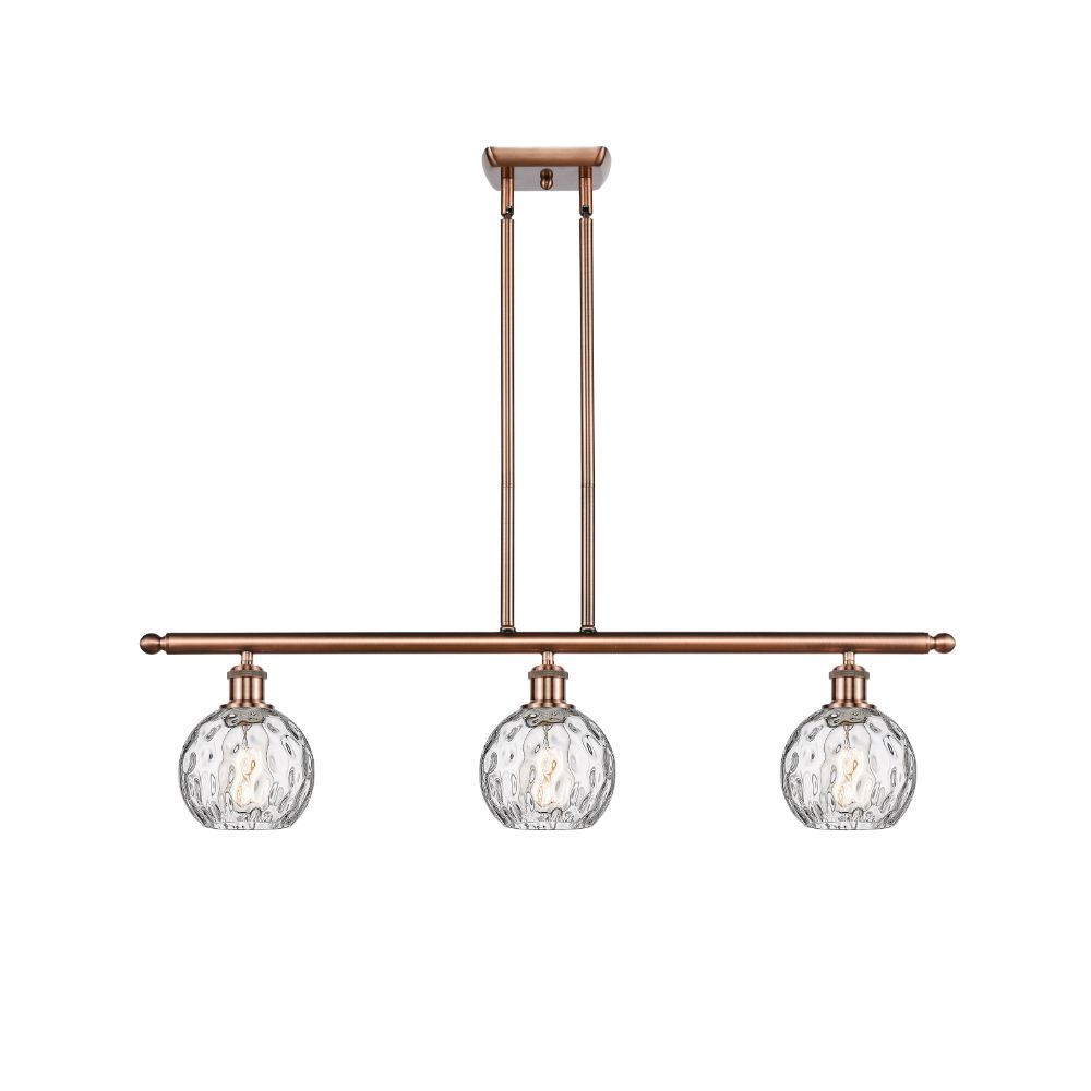 Innovations 516-3I-AC-G1215-6 Athens Water Glass 3 Light 36 inch Island Light in Antique Copper