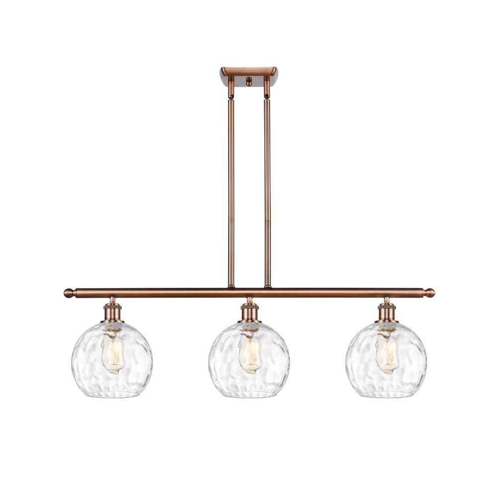 Innovations 516-3I-AC-G1215-8 Athens Water Glass 3 Light 36 inch Island Light in Antique Copper