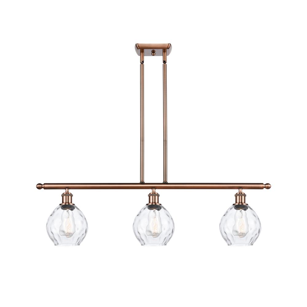 Innovations 516-3I-AC-G362-LED Ballston Small Waverly 3 Light Island Light in Antique Copper