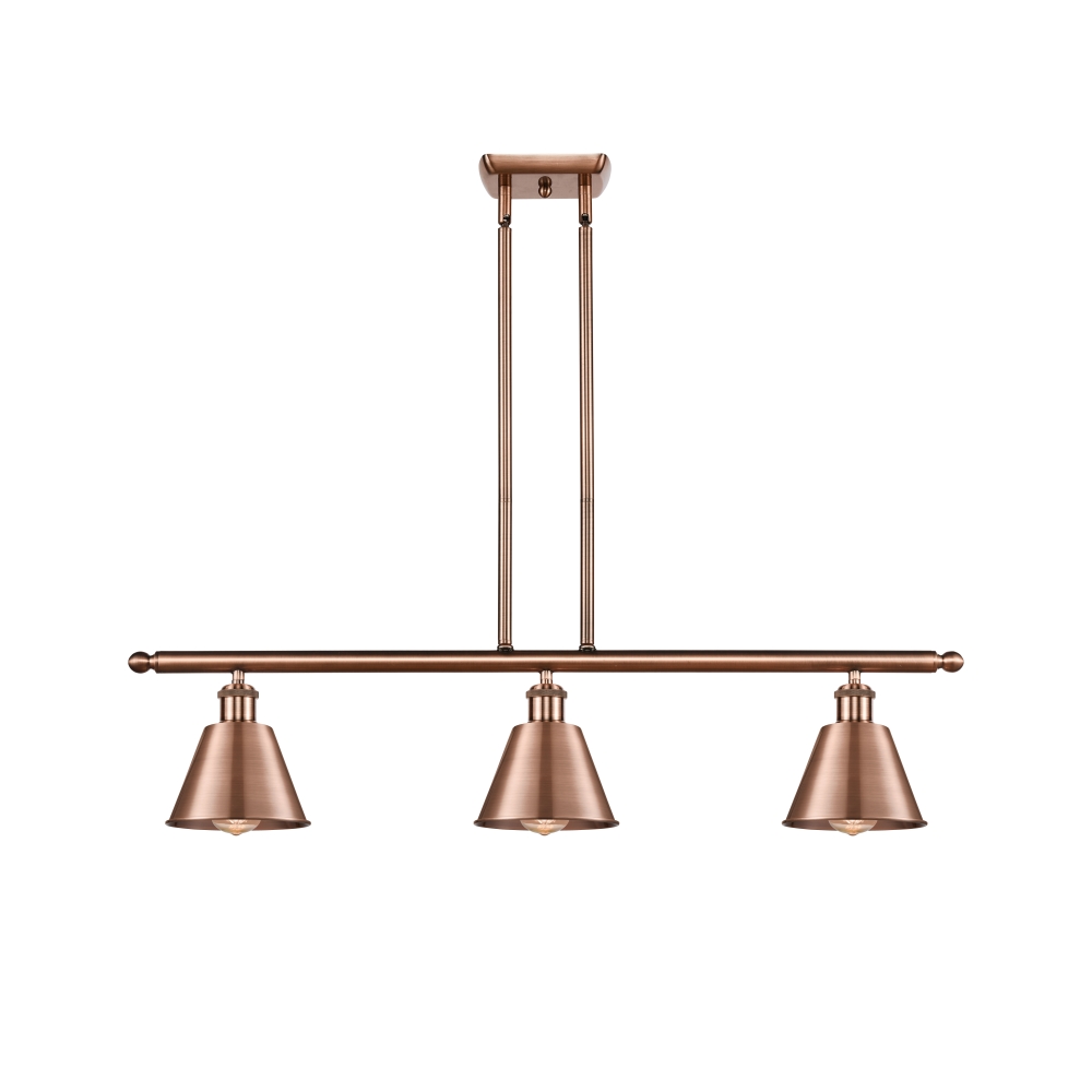 Innovations 516-3I-AC-M8 Smithfield 3 Light Island Light part of the Ballston Collection in Antique Copper