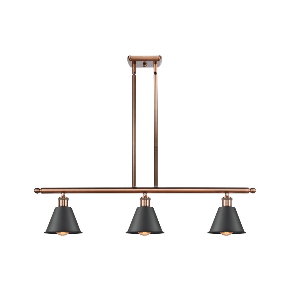 Innovations 516-3I-AC-M8-BK Smithfield 3 Light Island Light part of the Ballston Collection in Antique Copper