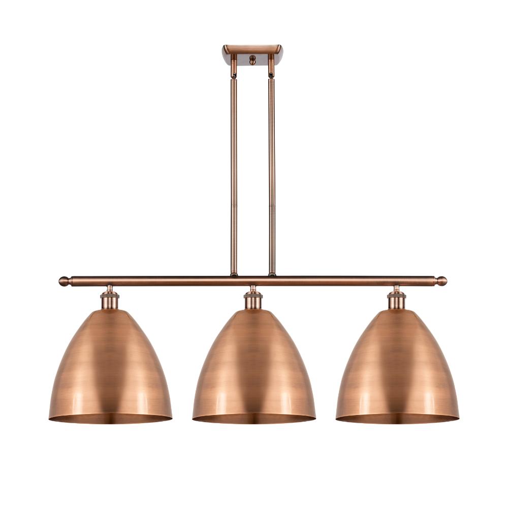 Innovations 516-3I-AC-MBD-12-AC Ballston Dome Island Light in Antique Copper with Antique Copper Ballston Dome Cone Metal Shade