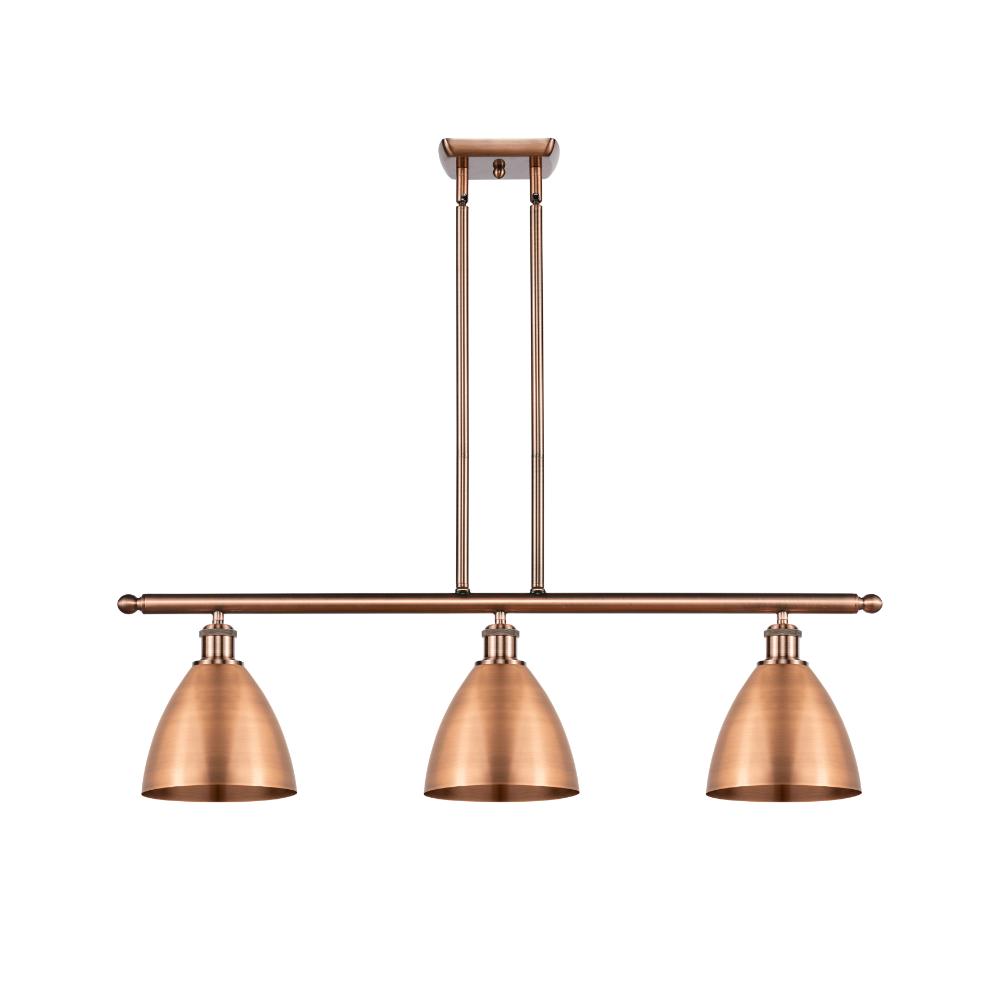 Innovations 516-3I-AC-MBD-75-AC-LED Ballston Dome Island Light in Antique Copper with Antique Copper Ballston Dome Cone Metal Shade