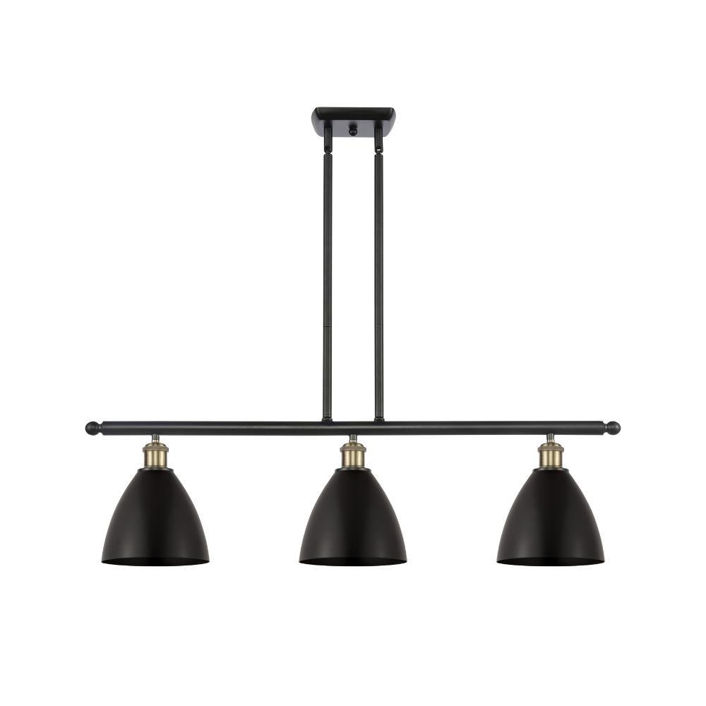 Innovations 516-3I-BAB-MBD-75-BK Ballston Dome Island Light in Black Antique Brass with Matte Black Ballston Dome Cone Metal Shade