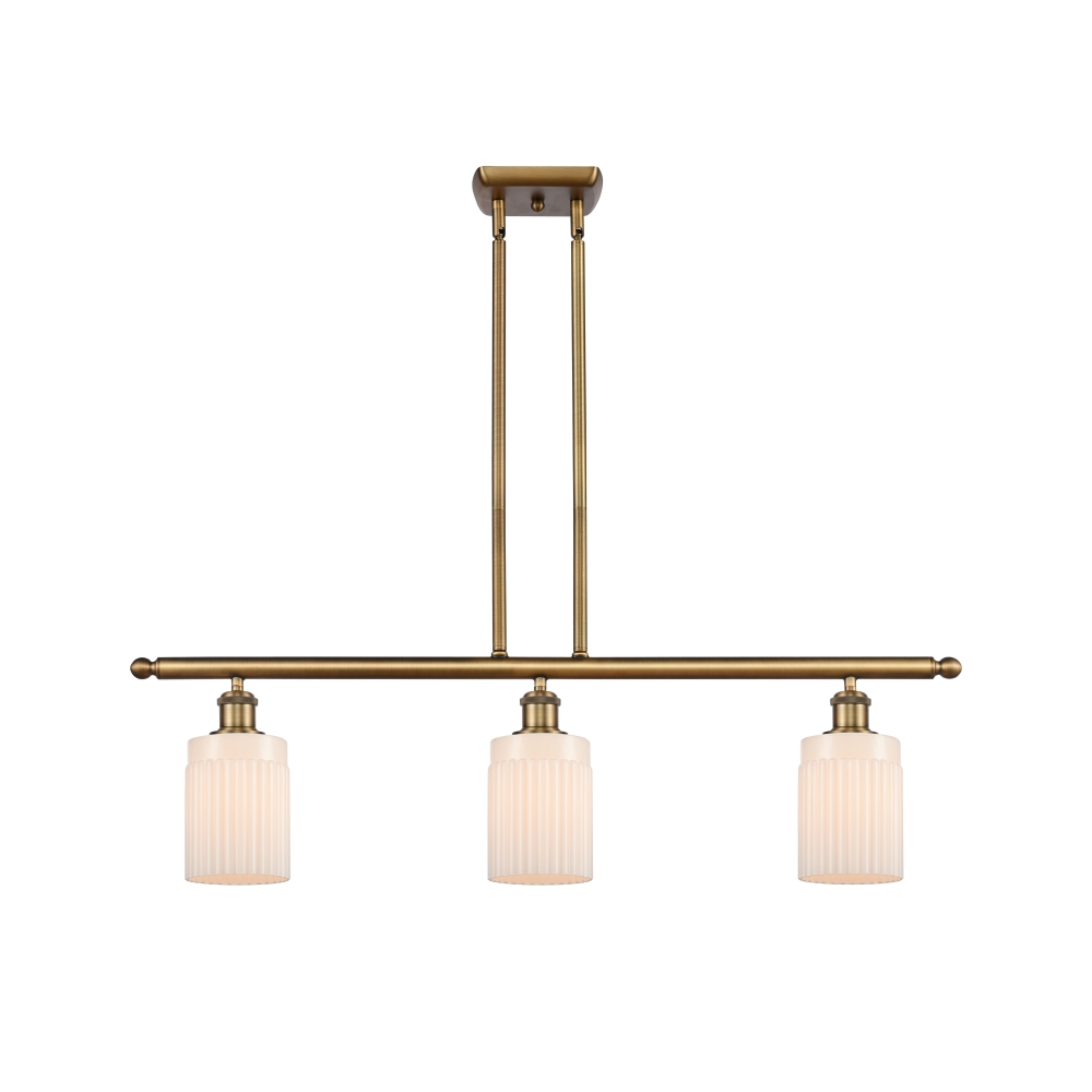 Innovations 516-3I-BB-G341 Hadley 3 Light Island Light part of the Ballston Collection in Brushed Brass