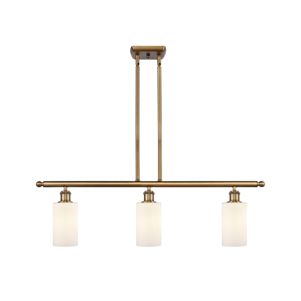 Innovations 516-3I-BB-G801 Clymer 3 Light Island Light part of the Ballston Collection in Brushed Brass