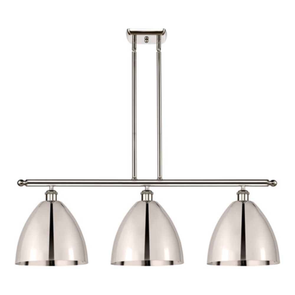 Innovations 516-3I-BB-MBD-75-BL Plymouth Dome Island Light in Brushed Brass with Blue Plymouth Dome Cone Metal Shade