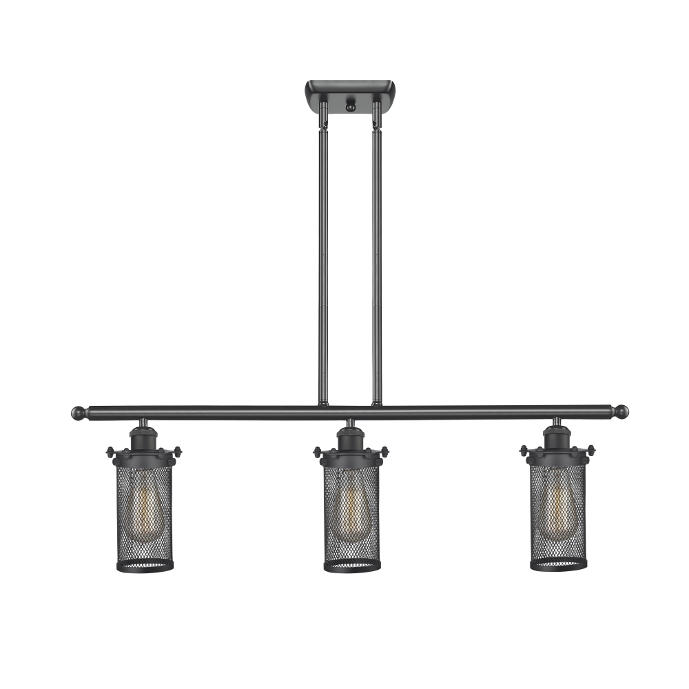Innovations 516-3I-BK-CE219 Bleecker 3 Light Island Light part of the Austere Collection in Matte Black