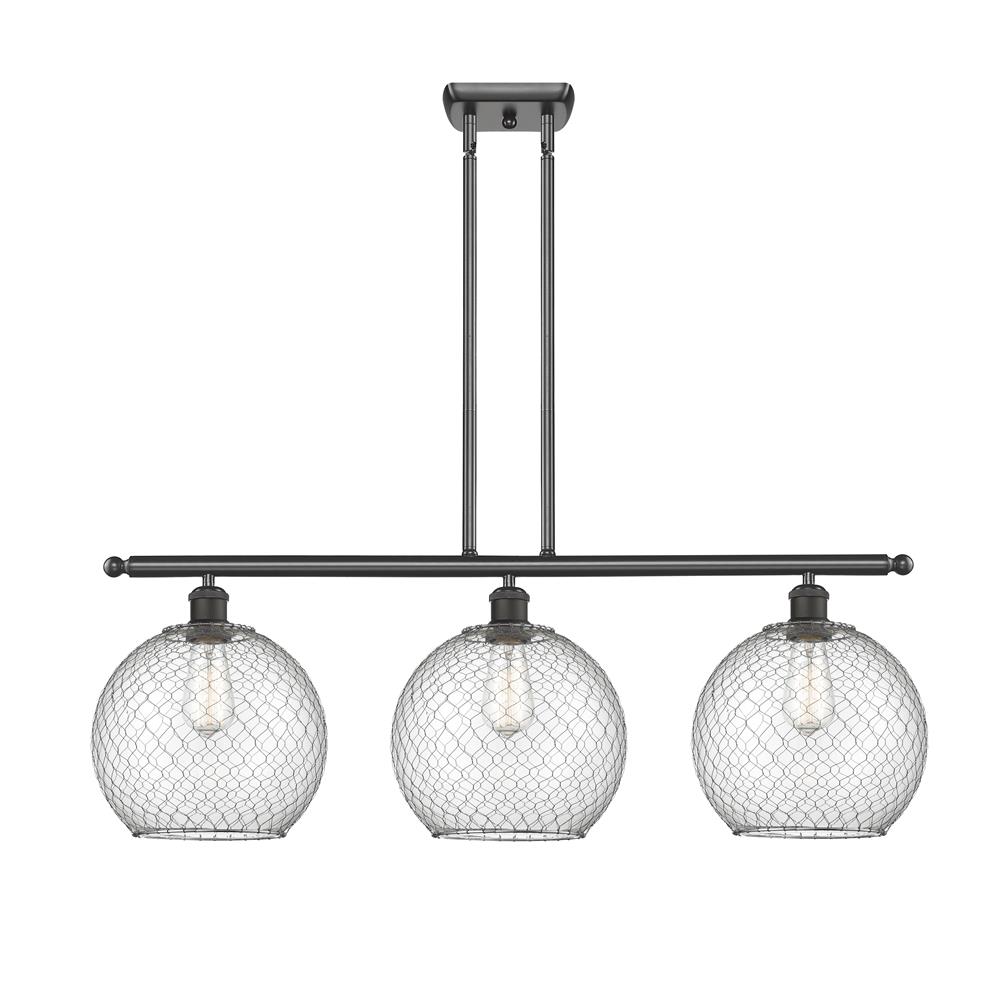Innovations 516-3I-OB-G122-10CSN-LED Ballston Large Farmhouse Chicken Wire 3 Light Island Light in Oil Rubbed Bronze