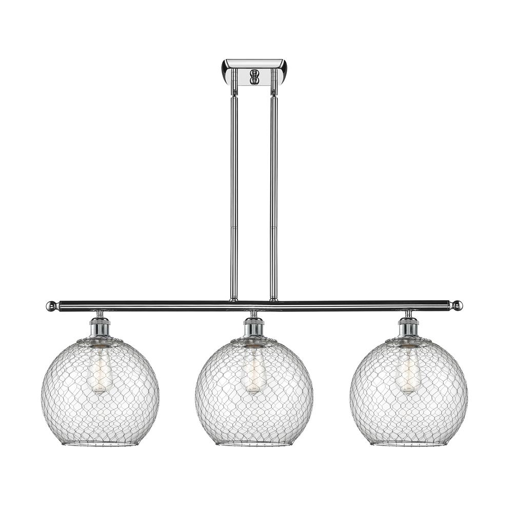 Innovations 516-3I-PC-G122-10CSN-LED Ballston Large Farmhouse Chicken Wire 3 Light Island Light in Polished Chrome