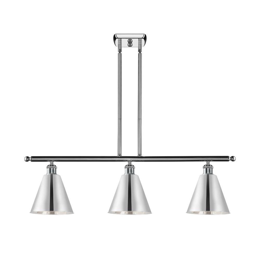 Innovations 516-3I-PC-MBC-8-PC Ballston Cone Island Light in Polished Chrome with Polished Chrome Ballston Cone Cone Metal Shade