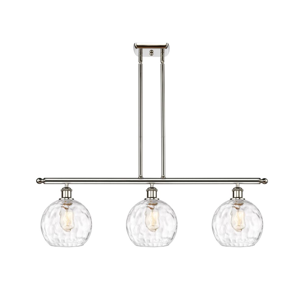 Innovations 516-3I-PN-G1215-8 Athens Water Glass 3 Light 36 inch Island Light in Polished Nickel