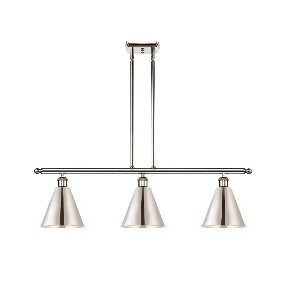 Innovations 516-3I-PN-MBC-8-PN Ballston Cone Island Light in Polished Nickel with Polished Nickel Ballston Cone Cone Metal Shade
