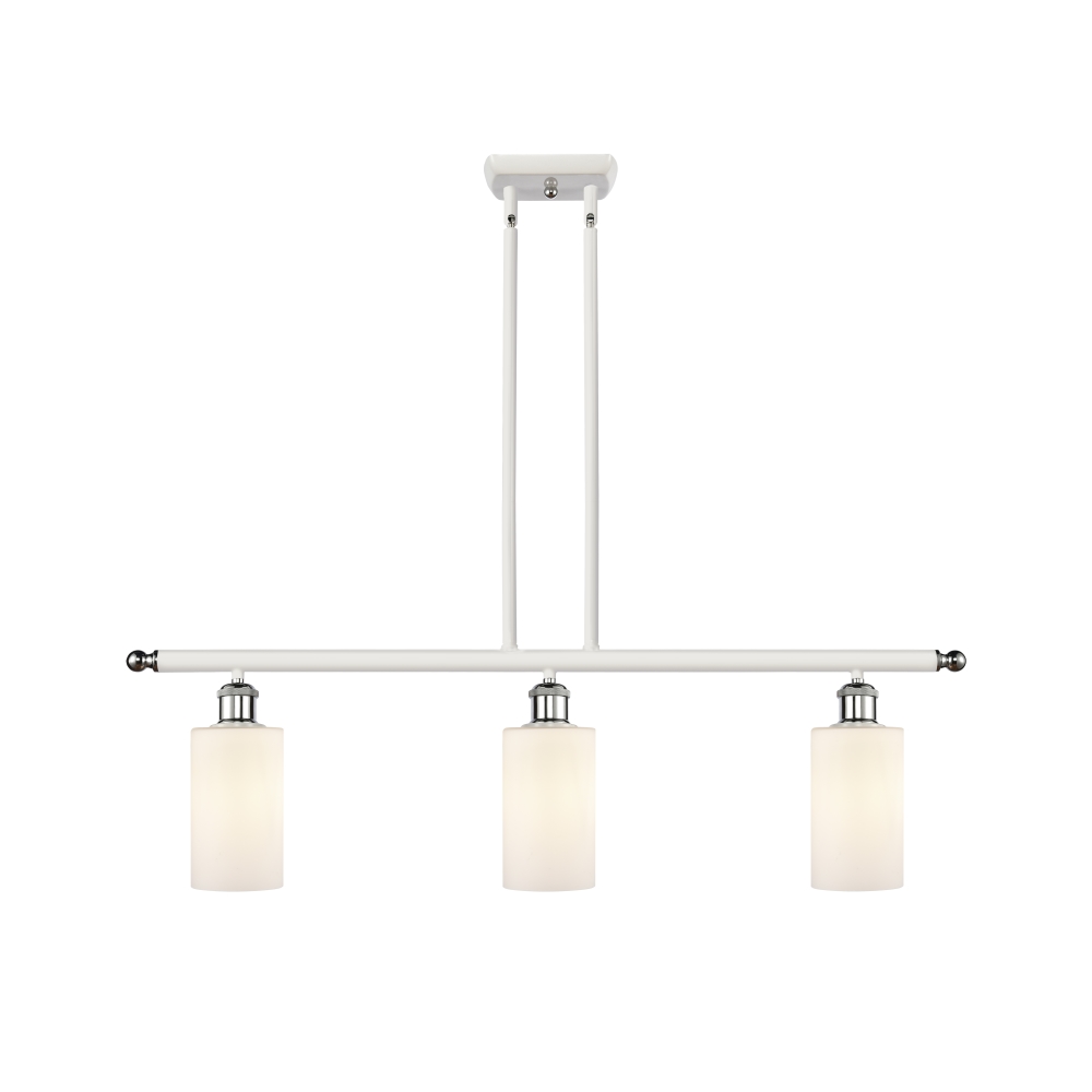 Innovations 516-3I-WPC-G801 Clymer 3 Light Island Light part of the Ballston Collection in White and Polished Chrome