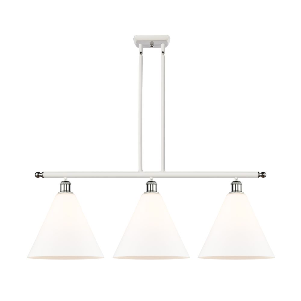 Innovations 516-3I-WPC-GBC-121 Ballston Cone 3 Light  38.5 inch Island Light in White and Polished Chrome