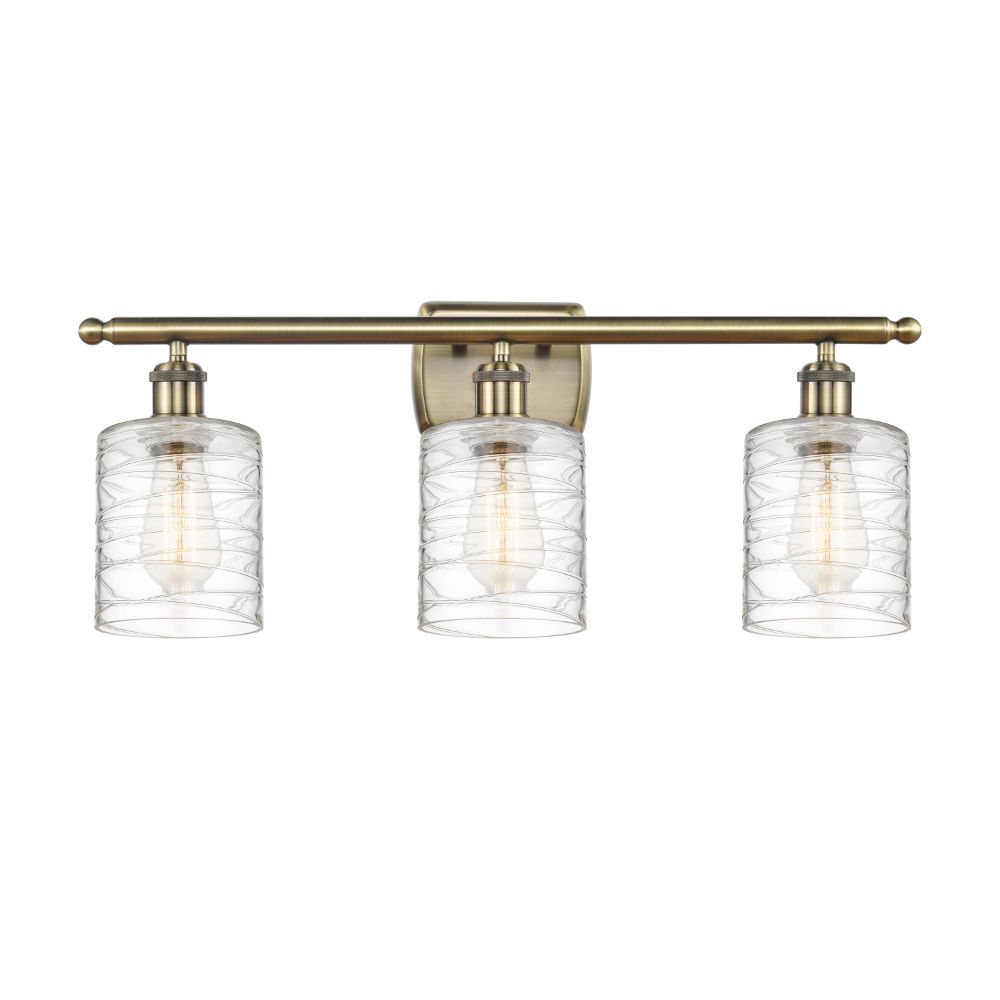 Innovations 516-3W-AB-G1113 Cobbleskill 3 Light Bath Vanity Light part of the Ballston Collection in Antique Brass