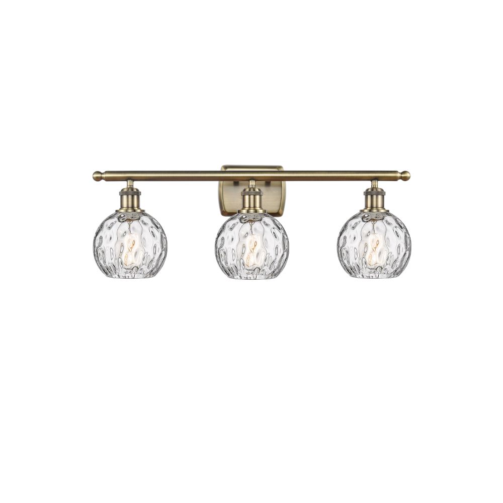 Innovations 516-3W-AB-G1215-6 Athens Water Glass 3 Light 26 inch Bath Vanity Light in Antique Brass