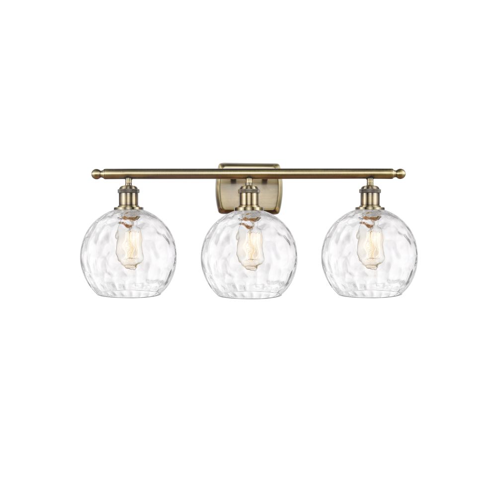 Innovations 516-3W-AB-G1215-8-LED Athens Water Glass 3 Light 26 inch Bath Vanity Light in Antique Brass
