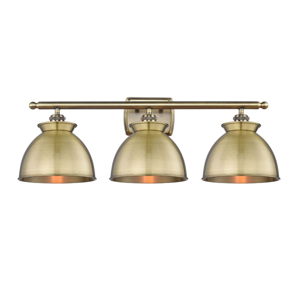 Innovations 516-3W-AB-M14-AB Adirondack - 3 Light 28" Bath Vanity Light - Antique Brass Finish - Antique Brass Shade