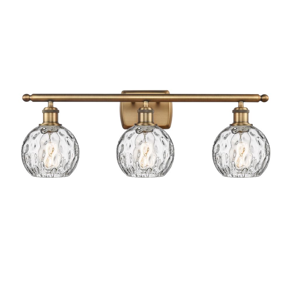 Innovations 516-3W-BB-G1215-6 Athens Water Glass 3 Light 26 inch Bath Vanity Light in Brushed Brass