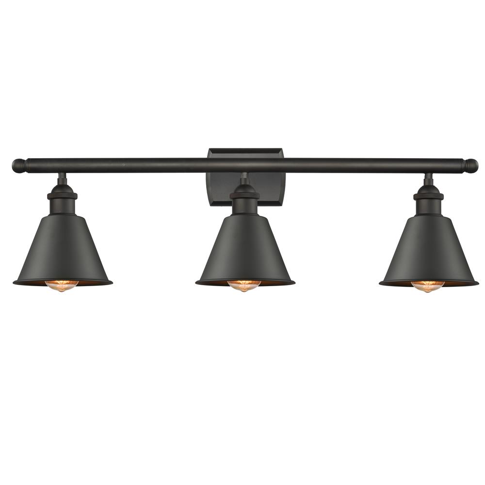 Innovations 516-3W-OB-M8-LED 3 Light Vintage Dimmable LED Smithfield 26 inch Bathroom Fixture in Oil Rubbed Bronze