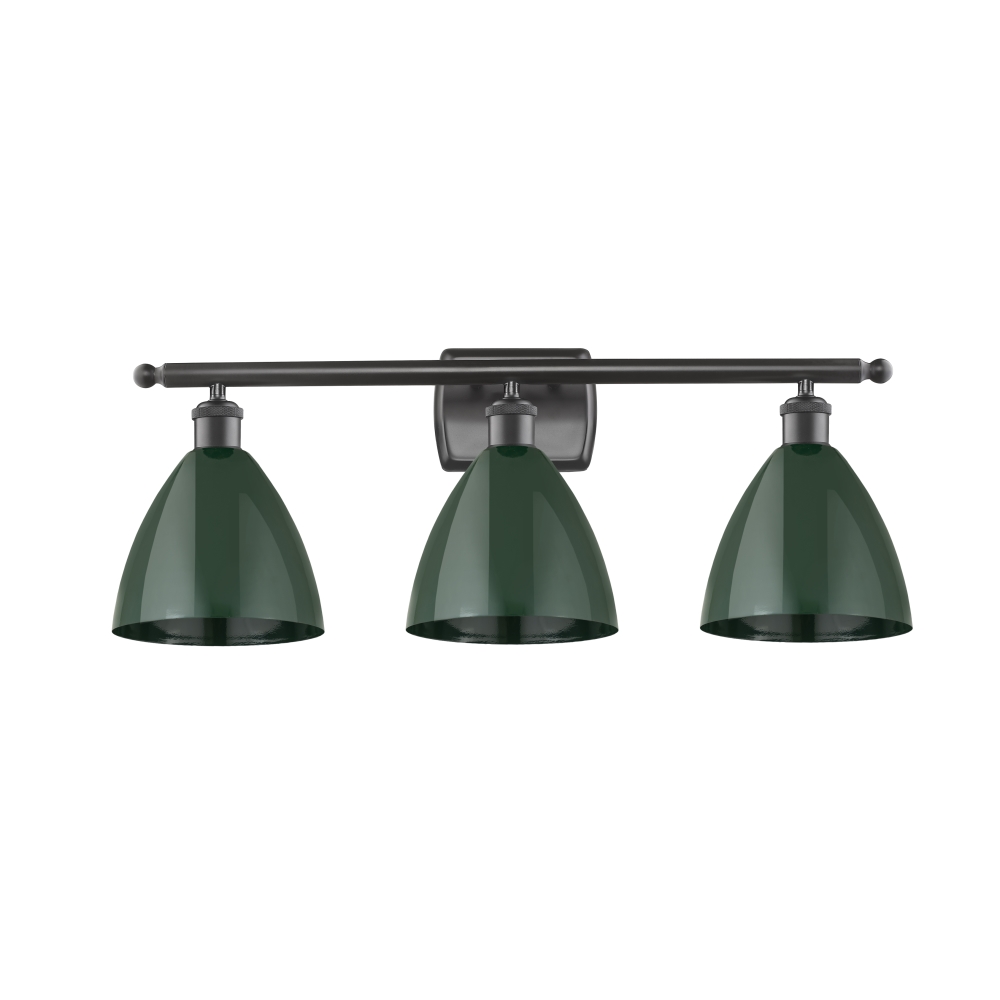 Innovations 516-3W-OB-MBD-75-GR Plymouth Dome 3 Light inch Bath Vanity Light in Oil Rubbed Bronze