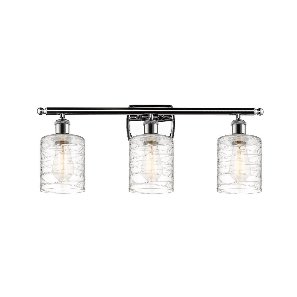 Innovations 516-3W-PC-G1113 Cobbleskill 3 Light Bath Vanity Light part of the Ballston Collection in Polished Chrome