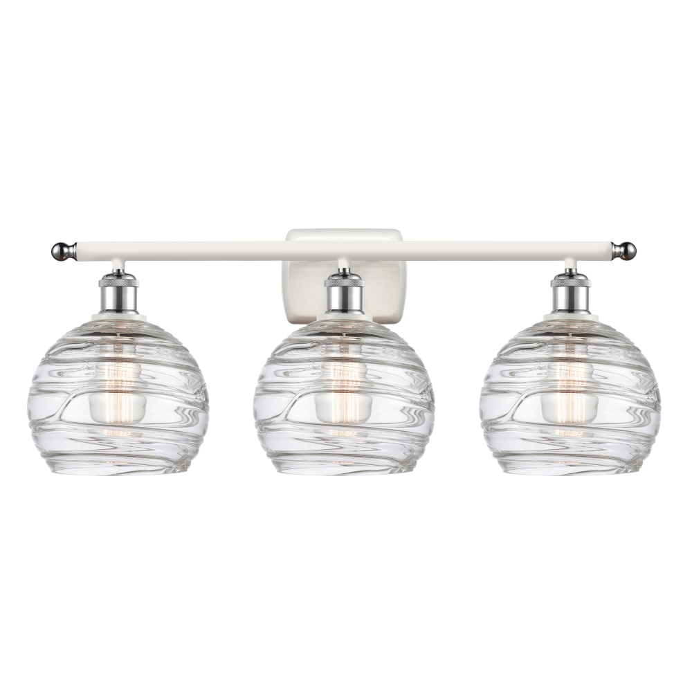 Innovations 516-3W-WPC-G1213-8-LED Deco Swirl 3 Light 26 inch Bath Vanity Light in White and Polished Chrome